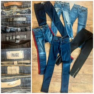 6 Pairs Designer Skinny Jeans Lot Size 25 - Joe’s, Paige, Hudson, KanCan